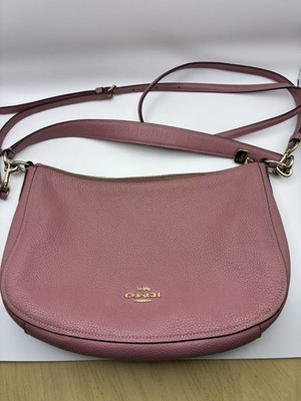 Coach Chelsea Crossbody Bag 56819 Pink Pebbled Leather 2-Way Gold Horse Hobo